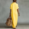 thumbnail image 4 of Sokhug Women's Maxi Shirt Summer Dresses Turn Down Collared Short Sleeve Embroidered Loose Tunic Dress with Pockets, 4 of 6