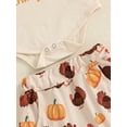 thumbnail image 5 of SANSIWU Baby Boy Girl First Thanksgiving Outfits Letter Print Long Sleeve Romper+Turkey Pants+Hat Set, 5 of 7