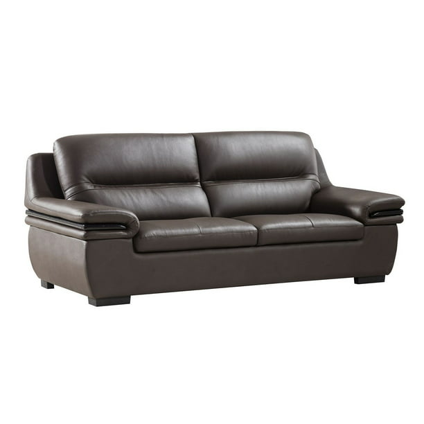 Contemporary Leather Sofa With Wooden, White Leather Sofa With Wood Trim