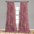 thumbnail image 4 of Ambesonne Floral Curtains, Flowery Meadow Spring Print, Pair of 28"x63", Lavender Salmon and Pink, 4 of 5