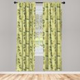 thumbnail image 2 of Ambesonne Floral Yellow 4-Panel Curtains, Exotic Tiny Flora Art, 56"x63", Avocado Green, 2 of 4