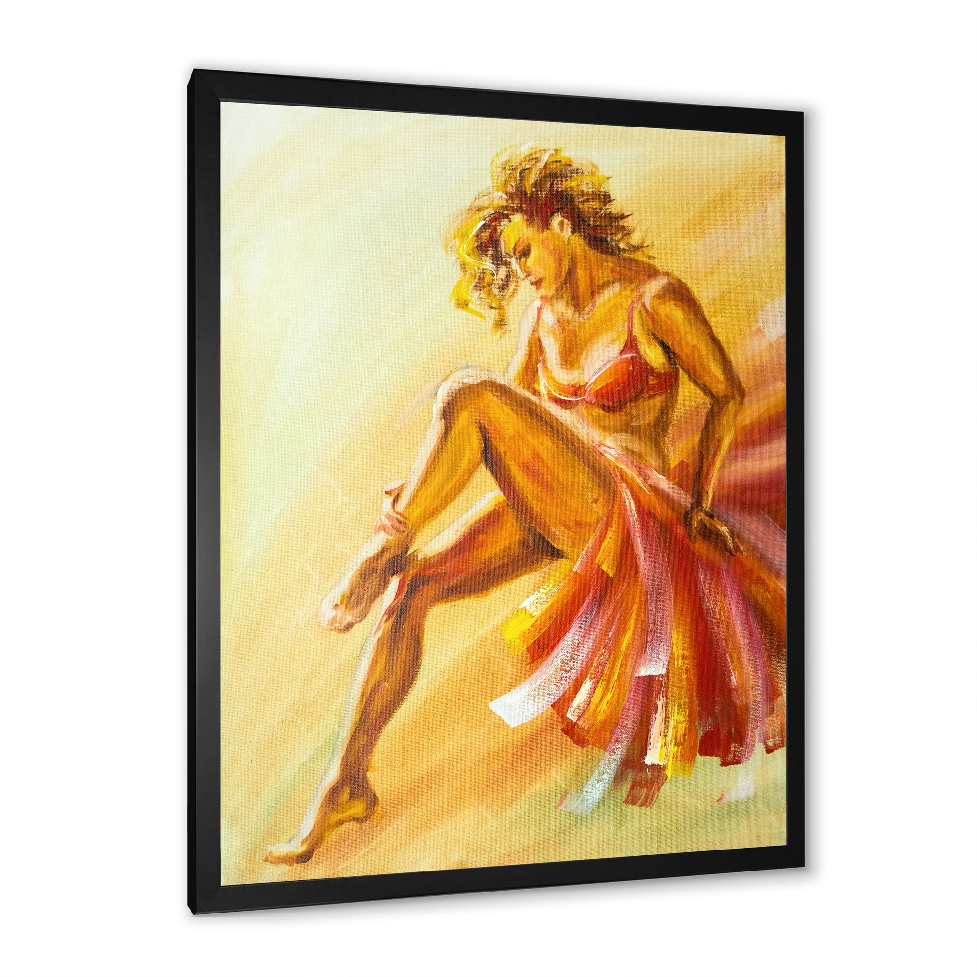 Designart 'Warm Coloured Flamenco Woman Dancer' Modern Framed Art Print