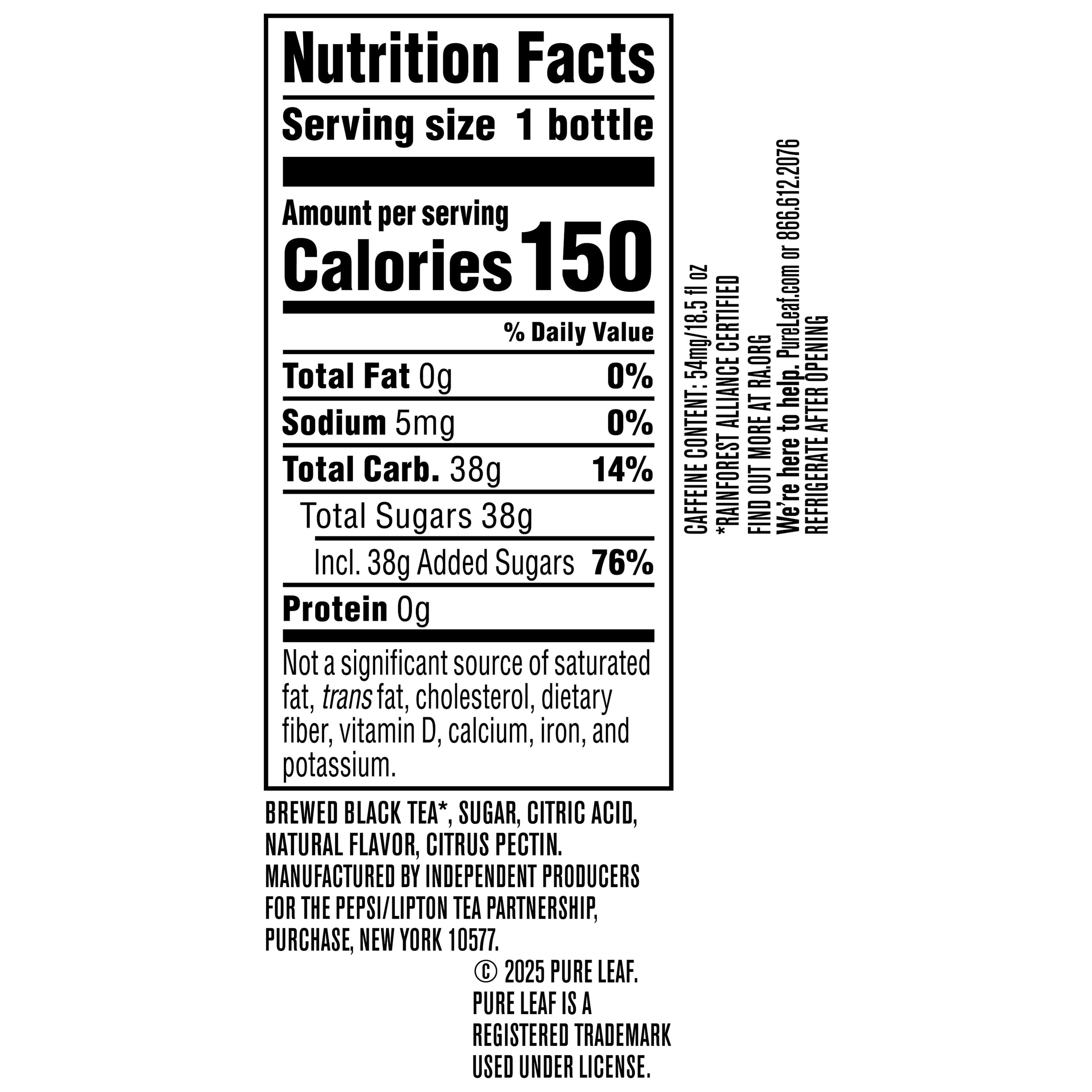 (2 pack) Lipton Pure Leaf Peach Iced Tea, Bottled Tea Drink, 18.5 fl oz, Bottle