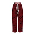thumbnail image 5 of Clearance Deals Gnurob Wide Leg Pant for Womens Elastic Waisted Trousers Straight Palazzo Printed Slacks Cozy Drawstring Pants Relaxed Fit Loungewear Fashion Streetwear,A01-Red,X-Large, 5 of 5