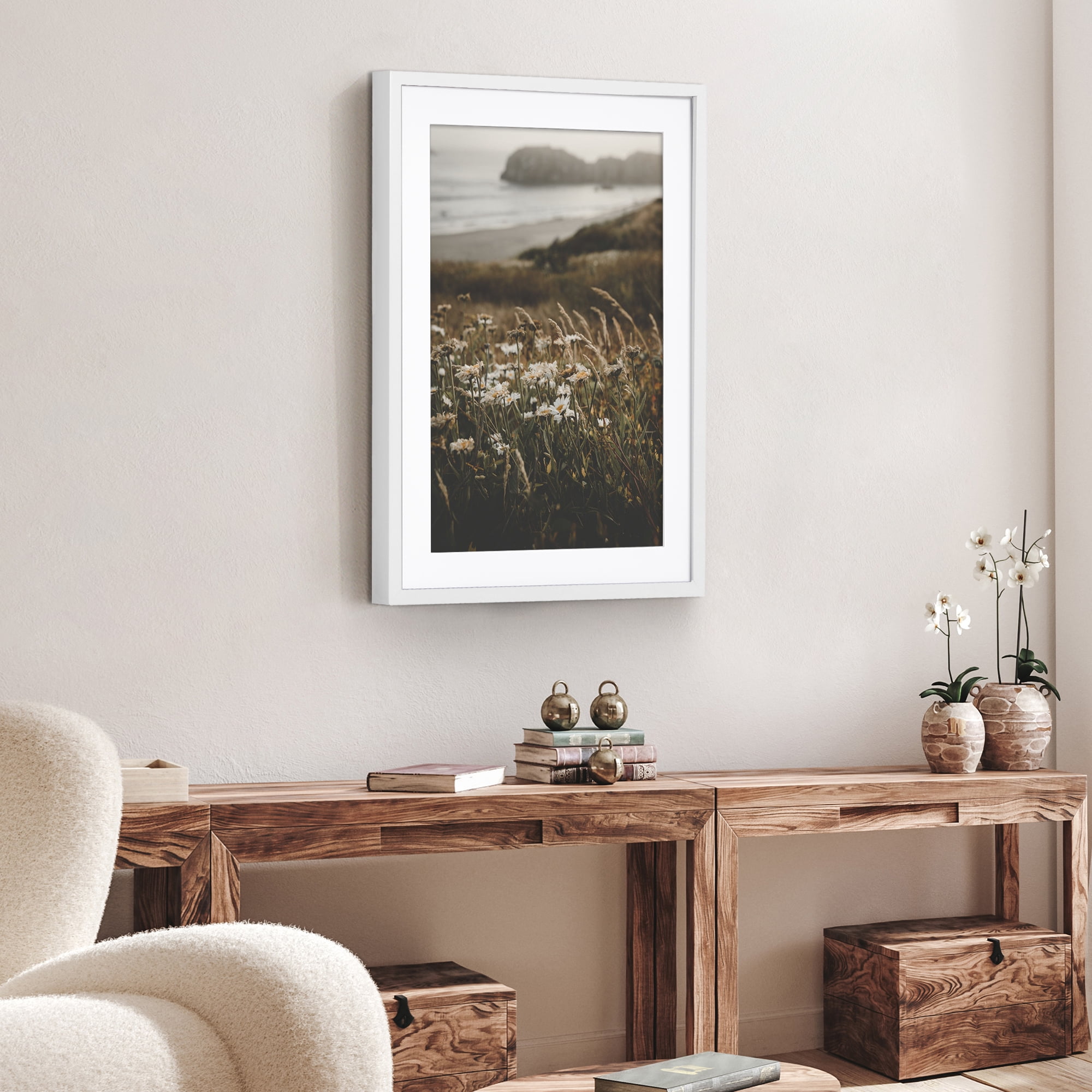 Americanflat 20" x 28" Gallery-Style Picture Frame with Mat to Secure Artwork, Prints, and Photos - White