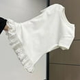 thumbnail image 4 of Eltusu Girls T-shirts, Pullover Lace Fahion Crew Neck Short Sleeve Tops White Size 2-3 T, 4 of 6