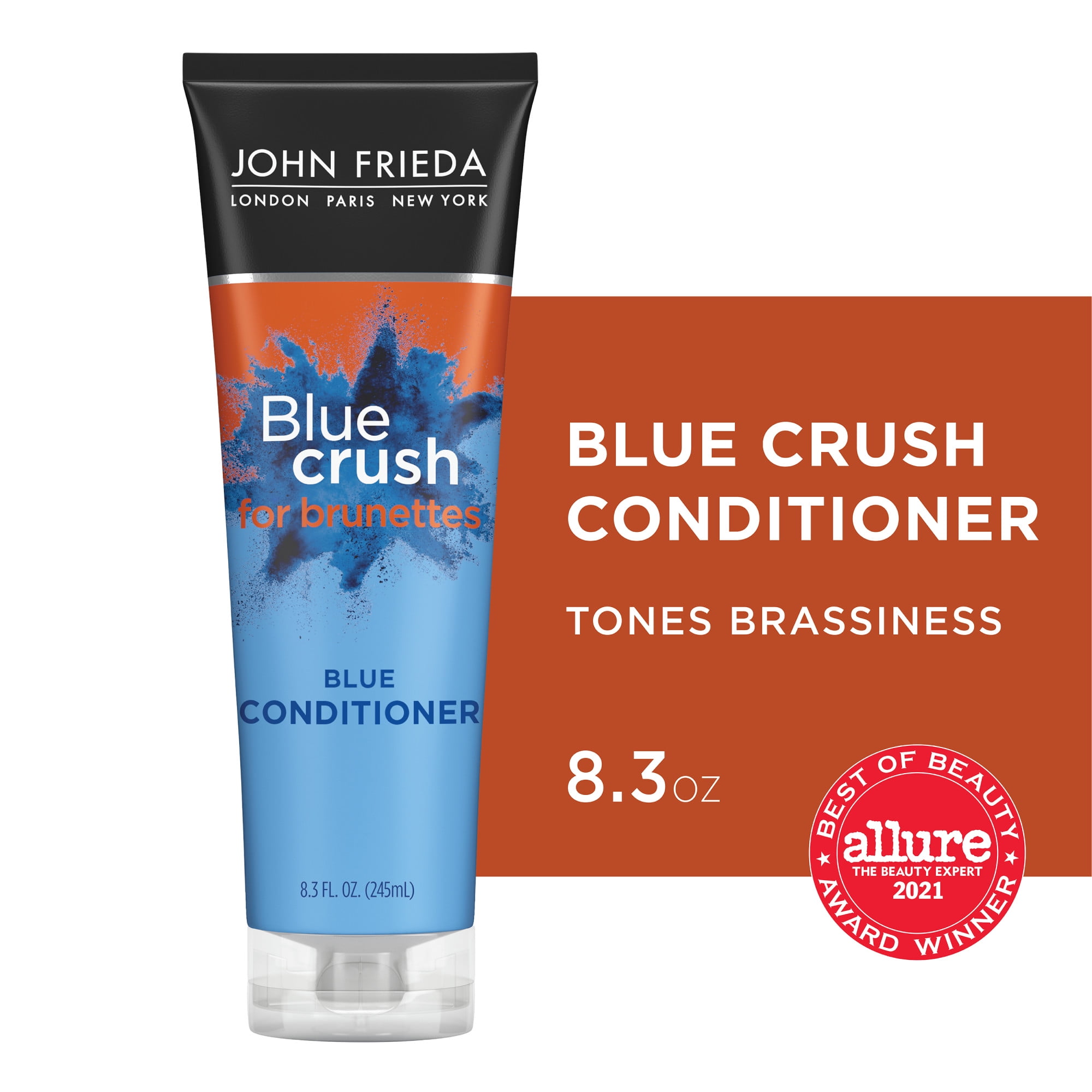 John Frieda Blue Crush for Brunettes Blue Shampoo, for Brassy Hair, 8.3 Fl  Oz