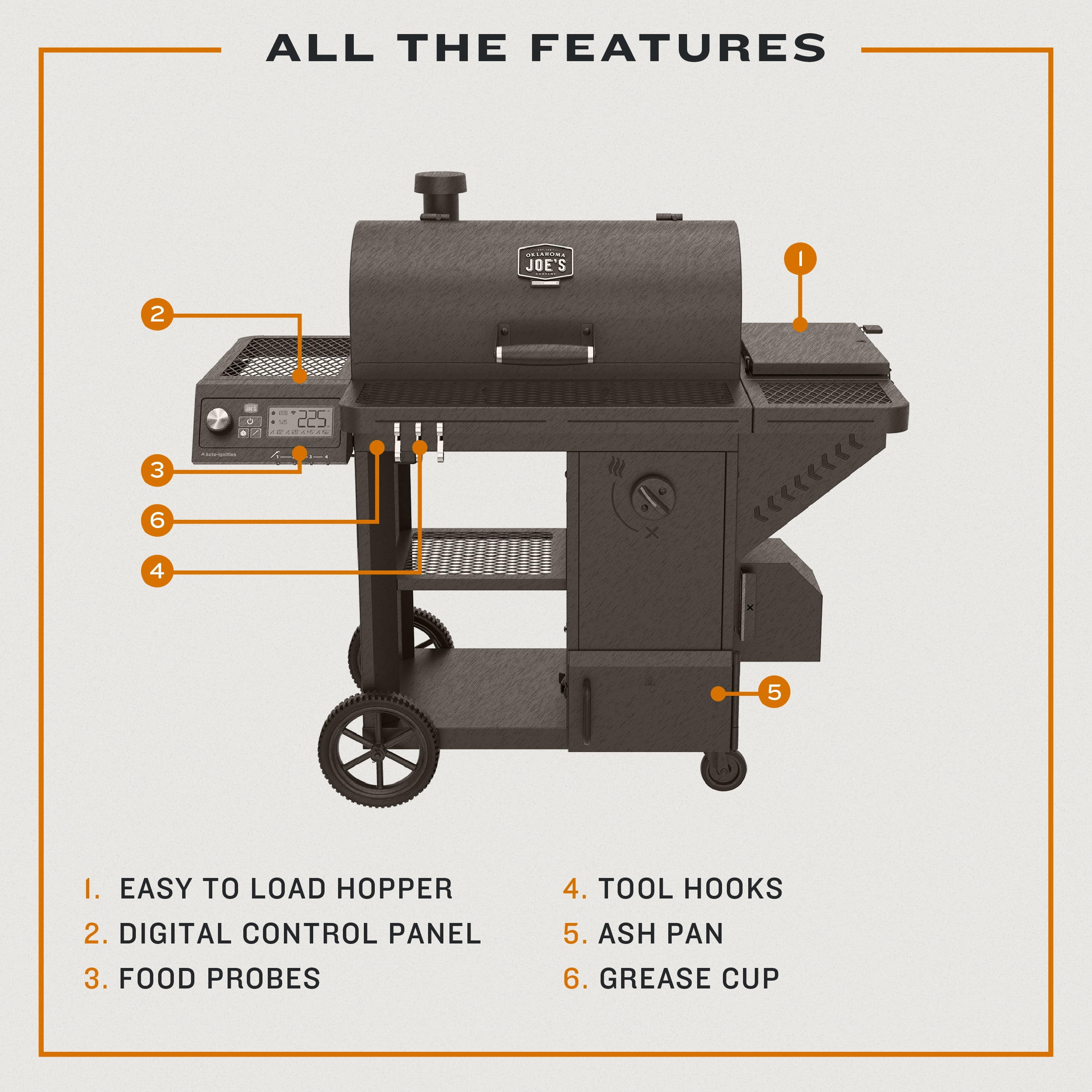 Oklahoma Joe’s® Tahoma® 900A DLX Auto-Feed Charcoal Smoker & Grill + Wi-Fi®