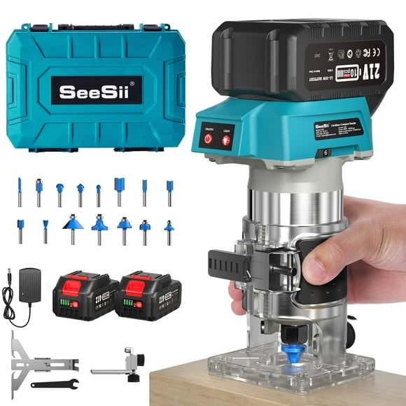 Fresadora de Madera Inalámbrica Seesii ET01 21V con 2 Baterías 4.0Ah
