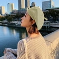 thumbnail image 3 of Boina para mujer, gorro estilo francés, gorro de invierno cálido, forro de lana, gorro de punto, retro, suave, color puro, salvaje, 3 of 8