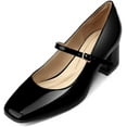 thumbnail image 4 of Women's Chunky Low Block Heels Mary Jane Closed Toe Work Pumps Comfortable Round Toe Dress Wedding Shoes, 4 of 6