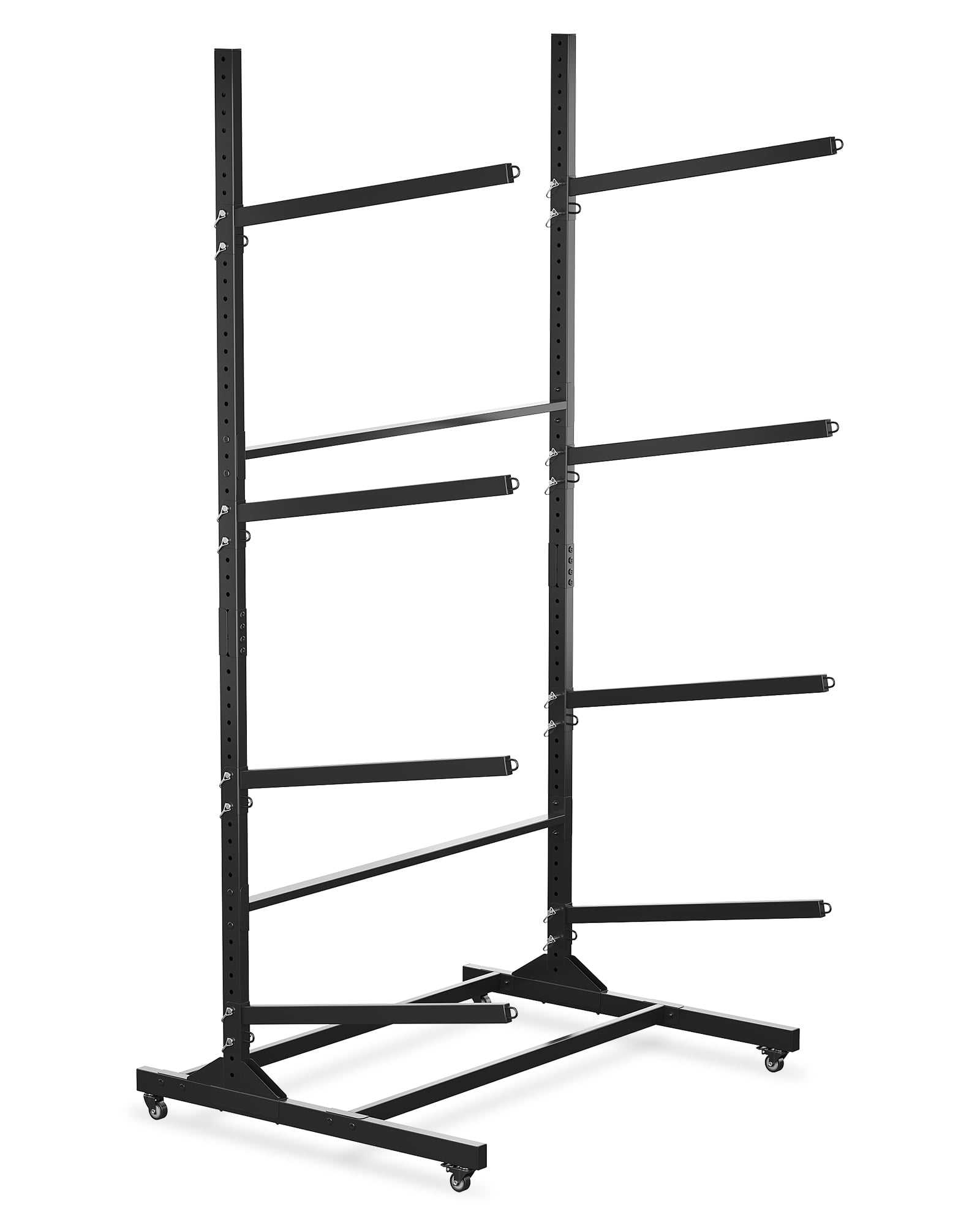 Mescukay Freestanding Kayak Storage Rack for 4 Kayaks, Outdoor Kayak Storage Racks with Wheels, Kayak Stand Heavy Duty Storage for Canoe, SUP and Surfboard