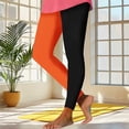 thumbnail image 5 of Ghalytn Women's High Waist Orange-Black Split Color Stretch Leggings, Halloween Costume Skinny Pants, 5 of 5