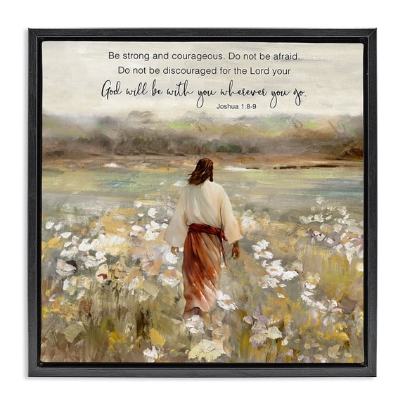Stupell Industries God With You Wherever Black Framed Floater Canvas Wall Art, design by Sally Swatland