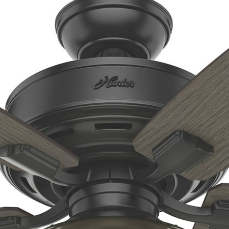 Hunter - Bennett Indoor Ceiling Fan With Light, Remote, 52-inch, Matte Black, Rustic-style, 3-speed WhisperWind Motor, 54187, for living rooms, bedrooms, home offices, kitchens