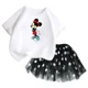 thumbnail image 2 of Conjunto de 2 piezas de camiseta de algodón para niños de Mickey de Disney, falda tutú de princesa de ballet esponjosa, falda de encaje para fiesta de cumpleaños de niña, 2 of 5