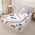 thumbnail image 3 of Homewish Cute Baseball Zipper Full Size Comforter Sets with Fitted Sheet and 2 Pillowcases, Blue Softball Cap Zipper Bedding Set for Boys and Girls, Reversible, 4pcs, 3 of 6