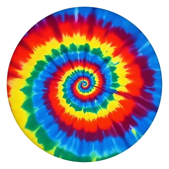 Colorful Rainbow Tie Dye Spiral Pattern Round Fitted Tablecloth with Elastic Edge,Dining Table Cover Waterproof,Outdoor Round Tablecloth for Camping,Dining,Indoor and Outdoor