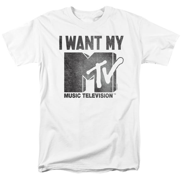 MTV Distressed I Want My MTV Unisex Adult T Shirt (2X-Large) White