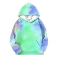 thumbnail image 3 of ATOGUTA Girls Fleece Lined Hoodie Size 5T-15 Thick Graphic Tie Dye Sweatshirt with Pocket Cute Pullovers Tops Mint Green, 3 of 5