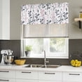 thumbnail image 4 of 2 Pack Valances for Window, Grey Pink Botanical Short Curtains for Kitchen Bedroom Living Room, Watercolor Spring Floral Summer Leaf Rod Pocket Small Window Treatment Valance Drapes 42 x 18 Inch, 4 of 8