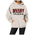 thumbnail image 2 of Merry Christmas Hoodies for Women 2025 Fall Winter Long Sleeve Graphic Hooded Sweatshirt with Pockets Pullover Tops, 2 of 5