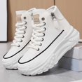 thumbnail image 1 of Women's Fashion Platform High Top Sneakers Casual Lace Up Canvas Shoes Comfortable Daily Walking Shoes For Women, 1 of 6