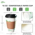 thumbnail image 3 of 16 oz Compostable Paper Cups with Black Dome Lids and Sleeves - Biodegradable Disposable White Paper Coffee Cups PLA Lined - Eco-friendly Hot and Cold Drinking Cups (250), 3 of 4