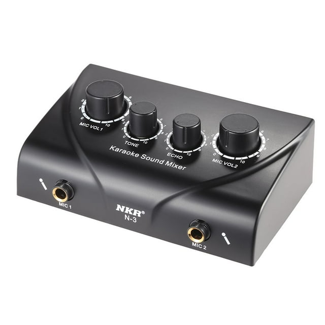Portable Karaoke Sound Audio Stereo Echo Mixer Dual Microphone Inputs With RCA Cable Power Adapter for TV PC Smartphone Amplifier