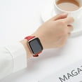 thumbnail image 4 of WFEAGL Apple Watch Leather Band Replacement Wristband 42mm 44mm 45mm Red/Rose Gold, 4 of 6