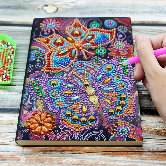 DIY Diamond Painting Art 5D Punto de cruz Cuaderno fino A5 en blanco, Cuaderno de escritura Libro Diario secreto para niñas Cuaderno de bocetos para adultos Blocs de notas Individua