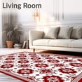 thumbnail image 2 of ODIKA 8'x10' Machine Washable Non-Slip Area Rug, Festive Pom Quilt with Interlocking and Snowflake Motifs High Traffic Rug, Red, 731547, 2 of 7