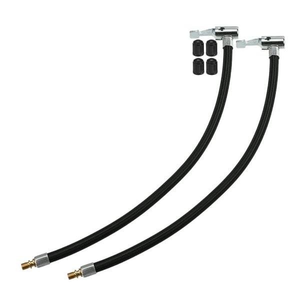 Paquete de 2 tubos conectores de válvula de neumático de 35cm y 13,78 "con cubierta de boquilla, Kit de manguera de goma de extensión de bomba de compresor para inflador de mandril de aire para coche