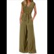 thumbnail image 2 of Conjunto de Chándal Informal de Verano de 2 Piezas para Mujer, con Cuello en V, Corta, Cinturón y Pantalones Anchos, 2025 Verde XL, 2 of 7