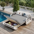 thumbnail image 3 of NessCarsti Outdoor Sofa Daybed with Pull-Out Trundle, Convertible Sleeper Couch for Patio or Balcony, 34.6" D x 50.3" W x 34.2" H, Gray/White, 3 of 10