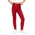 thumbnail image 2 of Lullu Girls Shiny Metallic Leggings High Waisted Dance Stage Performance Pants, Size 3-10, 2 of 4