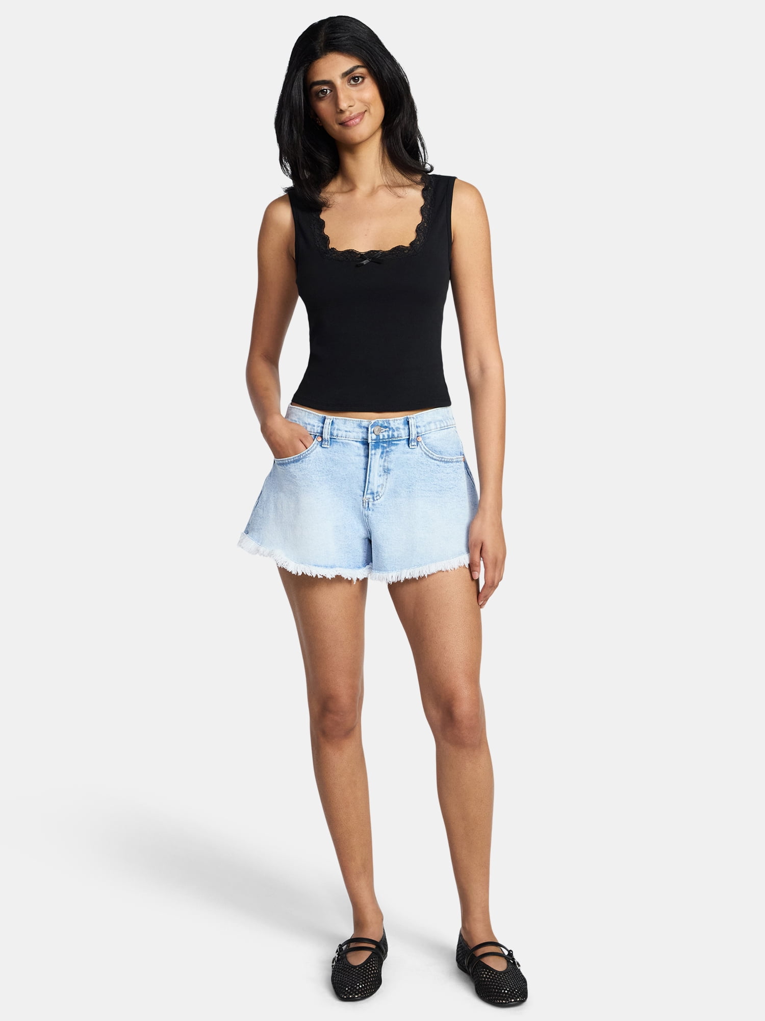 Madden NYC Women's Frayed Denim Shorts, Sizes XXS-XXL