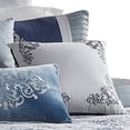 thumbnail image 4 of 9 Piece Queen Polyester Comforter Set with Damask Prints, Blue and Gray, 4 of 5