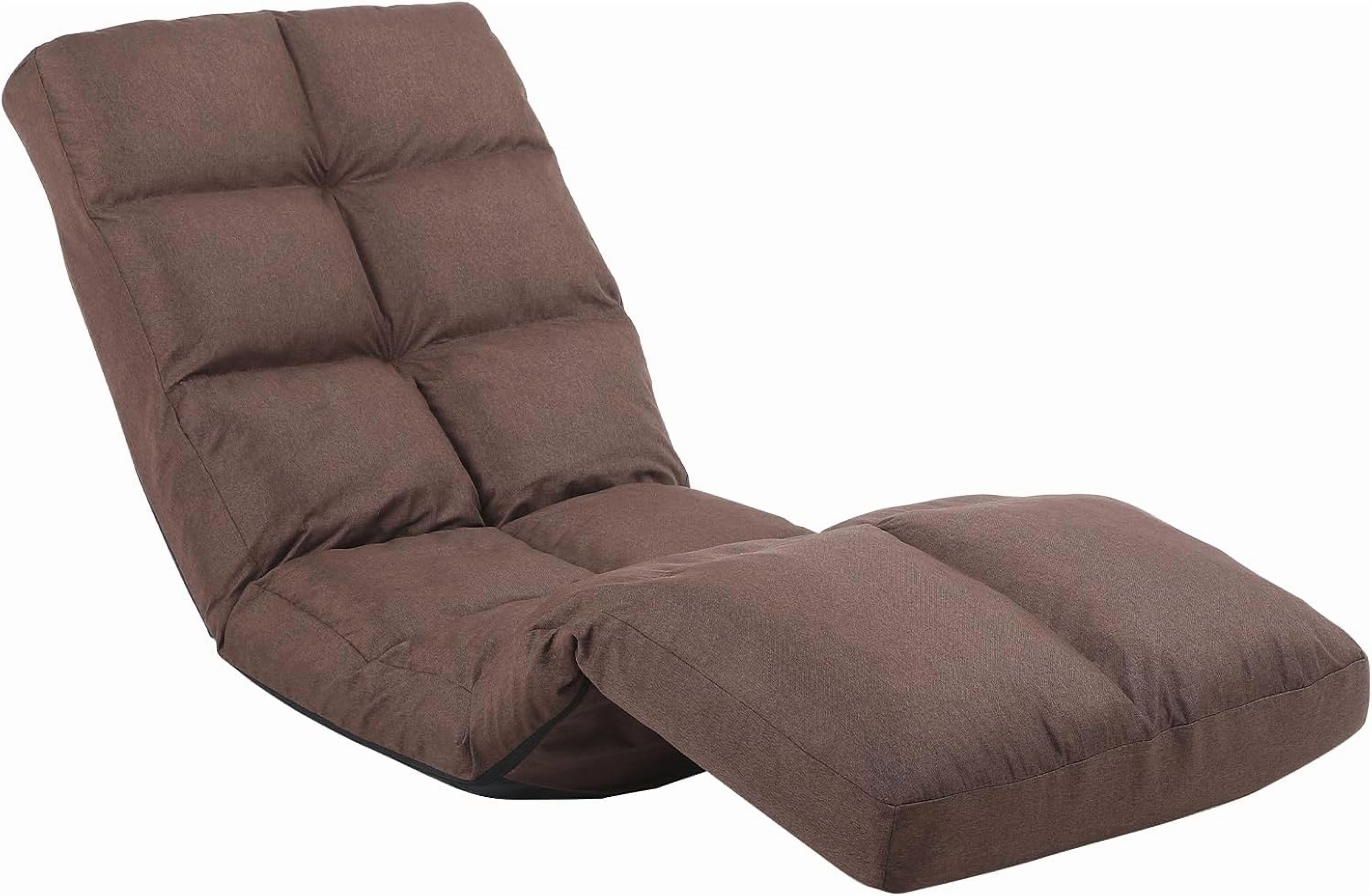 Floor Chair with Footrest Adjustable Backrest with 14 Positions Footrest 5-Position Adjustment Foldable Floor Gaming Chair for Easy Storage Linen Fabirc Chaise Lounge