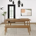 thumbnail image 2 of Plank+Beam 72" Mid-century Modern Solid Wood Dining Table Set with 2 Benches, Pecan, 2 of 6