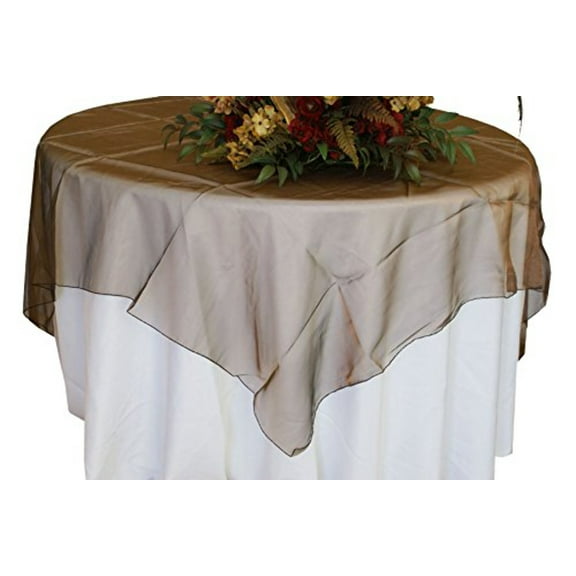 Organza Table Overlay Linen Table Cloth 80" X 80" Square(1 Piece) Brown