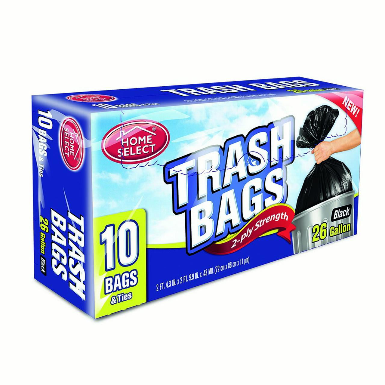 Pack of 2 24 Ct 26 Gallon Trash Bag Black Roll Bpa Free Extra Strong 