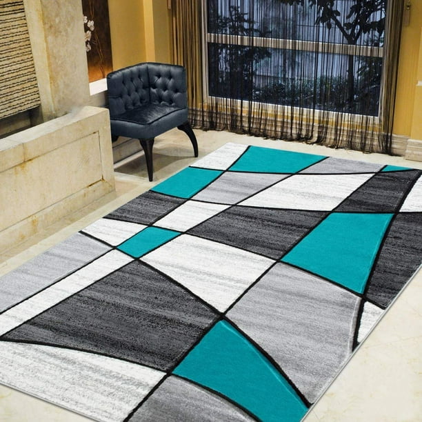 Color Block Rug/Linear/Geometric Modern Contemporary Hand Carved Area
