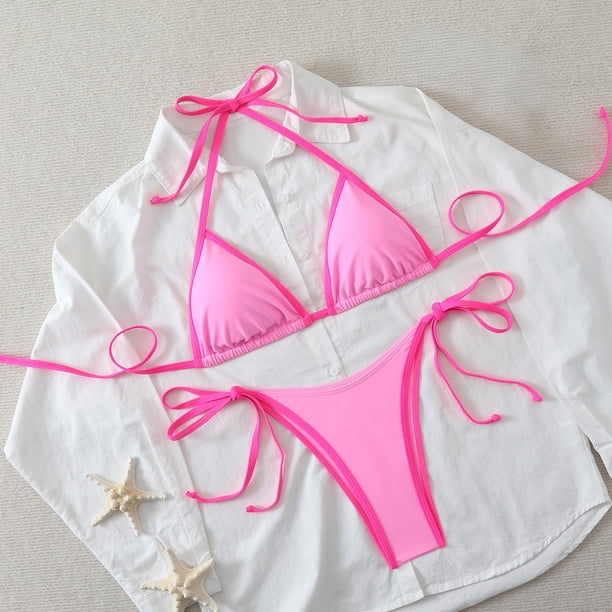 Trajes de baño para mujer, bikinis de cintura alta con cordón ajustable, traje de baño fruncido, conjunto dividido, trajes de baño para mujer, trajes de baño para mujer, traje de baño para mujer, traj