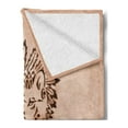 thumbnail image 2 of Wolf Soft Flannel Fleece Throw Blanket, Drawing Style Animal in Bonnet Hand Drawn Inspirations, Cozy Plush for Indoor and Outdoor Use, 50" x 70", Peach Brown, by Ambesonne, 2 of 5