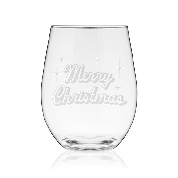 True Merry Christmas Stemless Wine Glass, Holiday Gifts, 17.2 oz, Set of 1