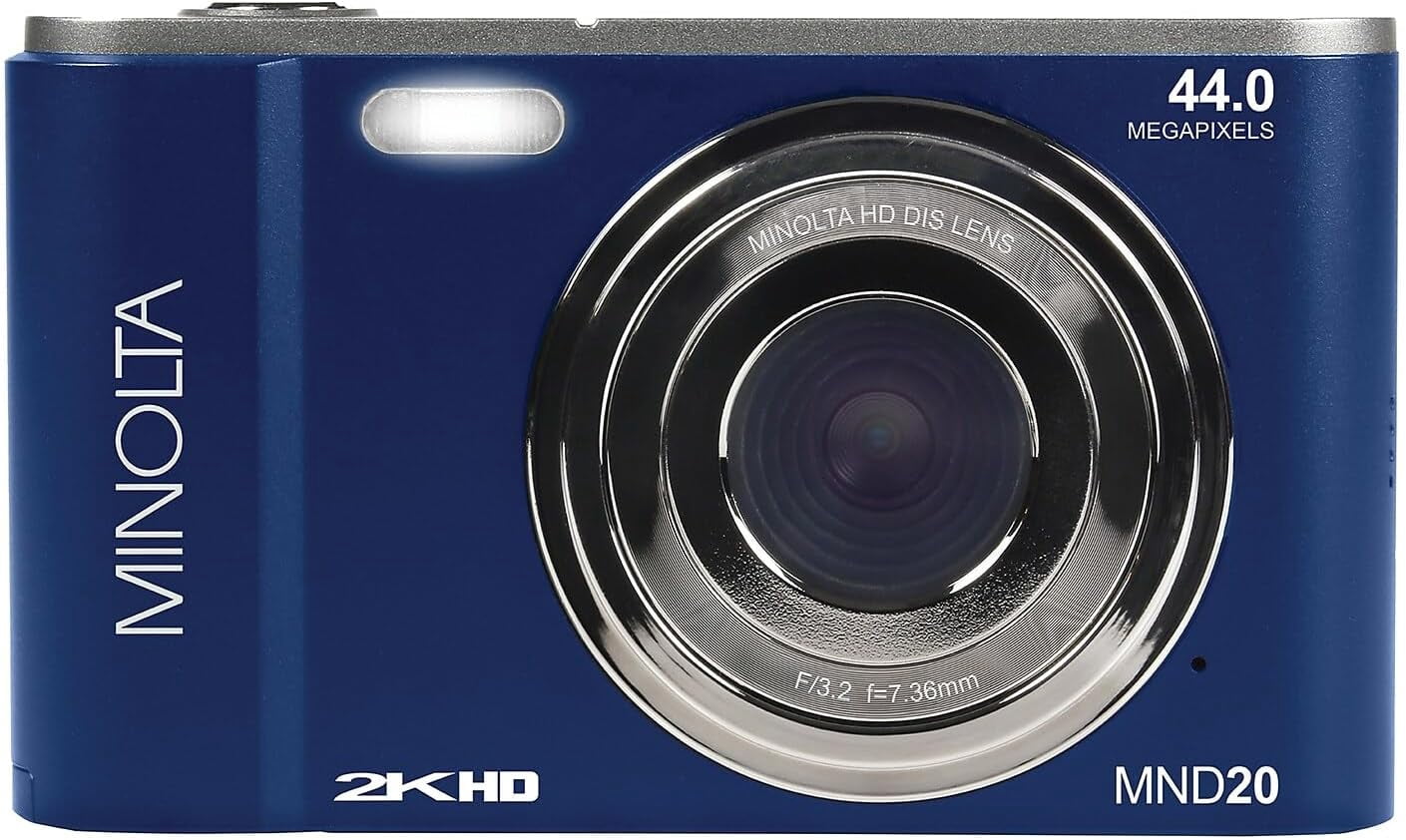 Minolta MND20 44 MP / 2.7K Ultra HD Digital Camera (Blue) + 32GB Memory Card + 12" Tripod + Memory Card Wallet + More Bundle