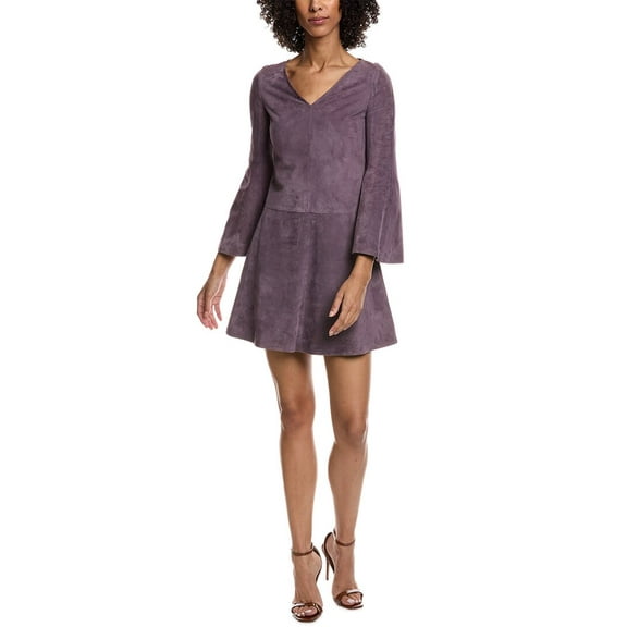 Valentino womens  Suede Mini Dress, 42, Purple