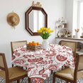 thumbnail image 3 of Boho Red Floral Table Cloth Waterproof Tablecloths, Vintage Farmhouse Paisley Plant Leaf Tablecloth Dining Table Cover for Kitchen Party Tabletop Outdoor, Square Tablecloth 60x60 Inch, 3 of 9