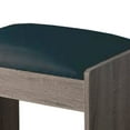 thumbnail image 5 of Contemporary Wooden Stool with Leatherette Upholstered Seat, Black and Brown, 5 of 6